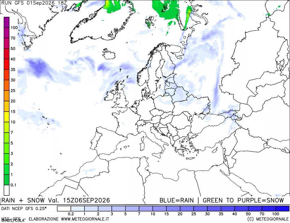 mappa Precipitazioni totali e nevose