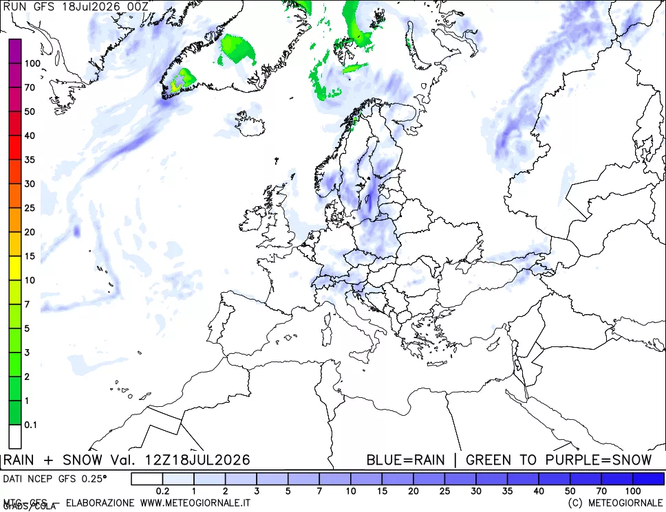mappa Precipitazioni totali e nevose