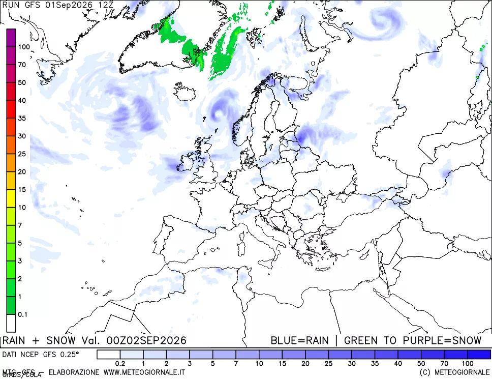 mappa Precipitazioni totali e nevose