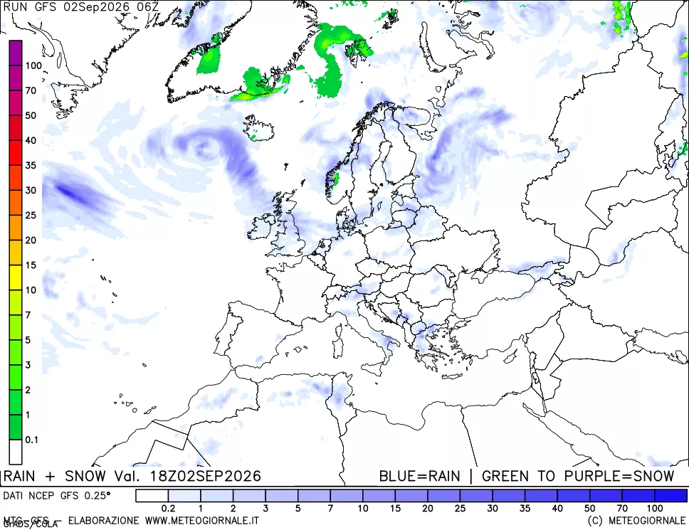 mappa Precipitazioni totali e nevose