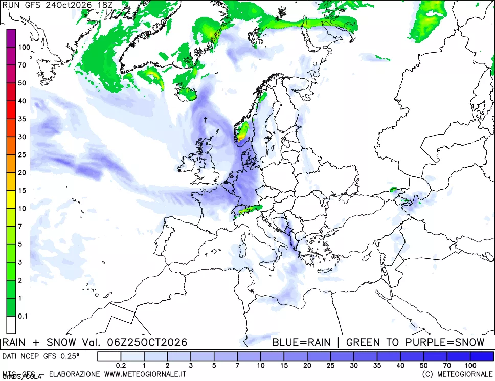 mappa Precipitazioni totali e nevose