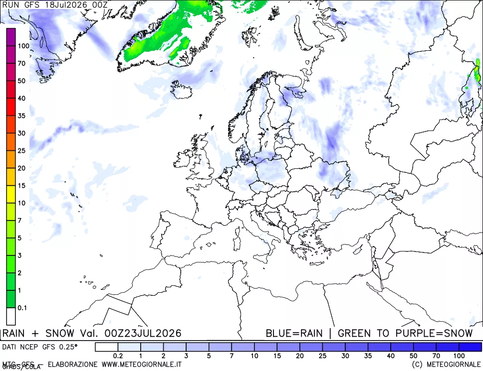 mappa Precipitazioni totali e nevose