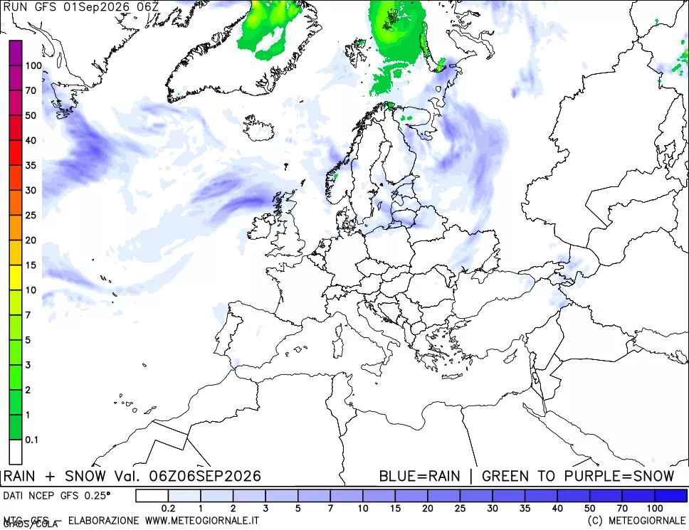 mappa Precipitazioni totali e nevose