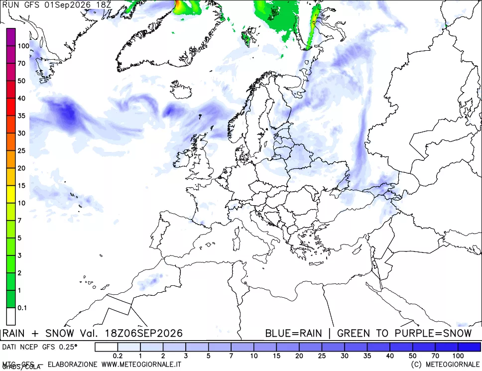 mappa Precipitazioni totali e nevose