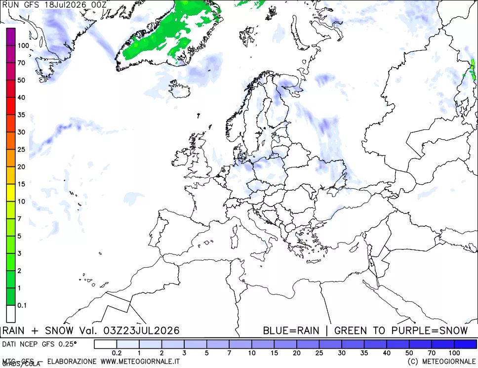 mappa Precipitazioni totali e nevose