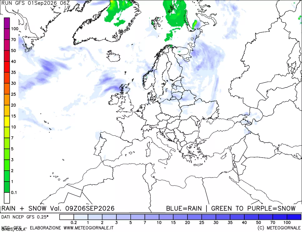 mappa Precipitazioni totali e nevose
