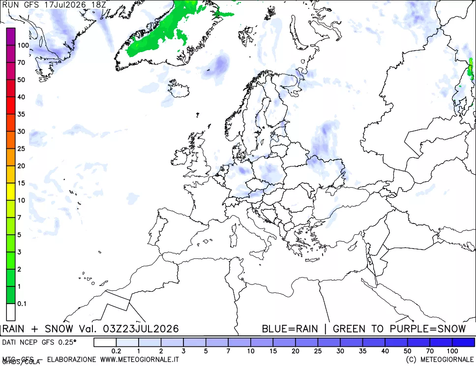 mappa Precipitazioni totali e nevose