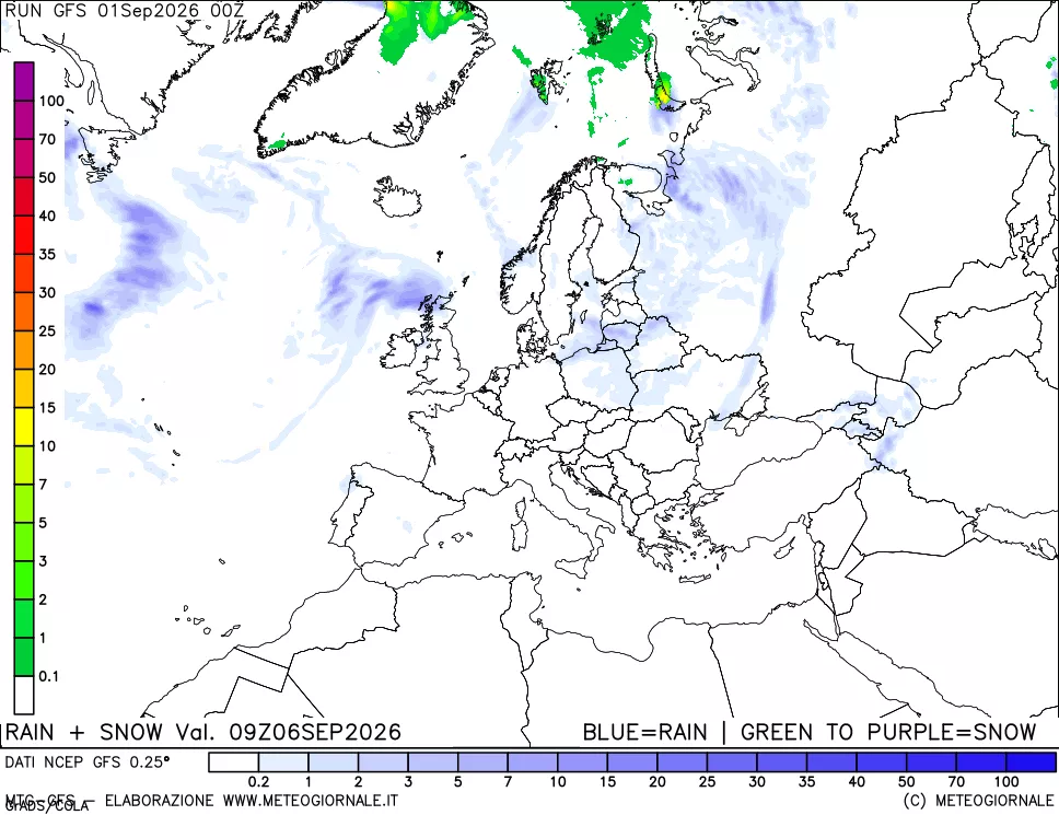 mappa Precipitazioni totali e nevose