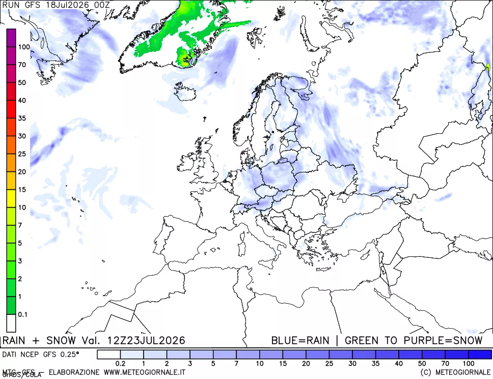mappa Precipitazioni totali e nevose