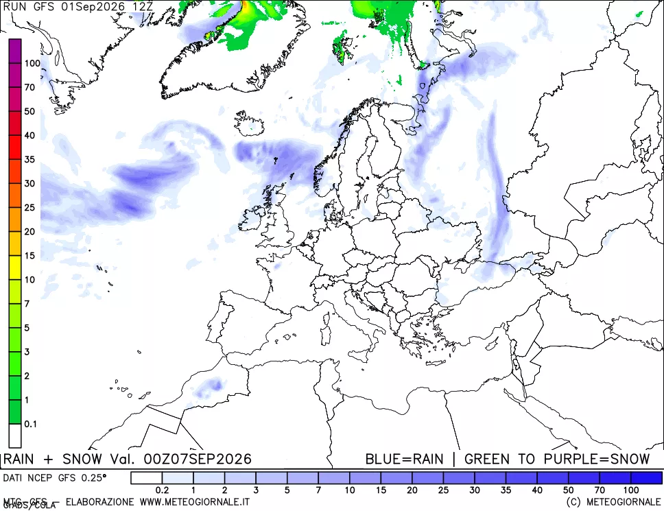 mappa Precipitazioni totali e nevose
