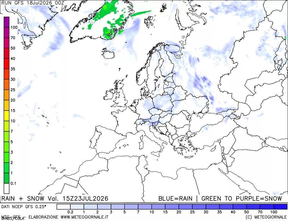 mappa Precipitazioni totali e nevose