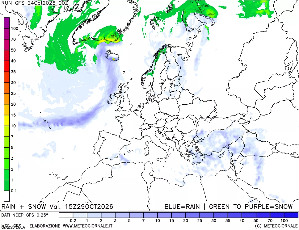 mappa Precipitazioni totali e nevose