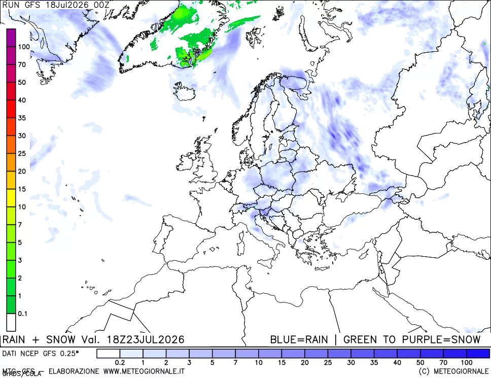 mappa Precipitazioni totali e nevose