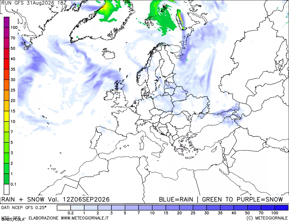 mappa Precipitazioni totali e nevose