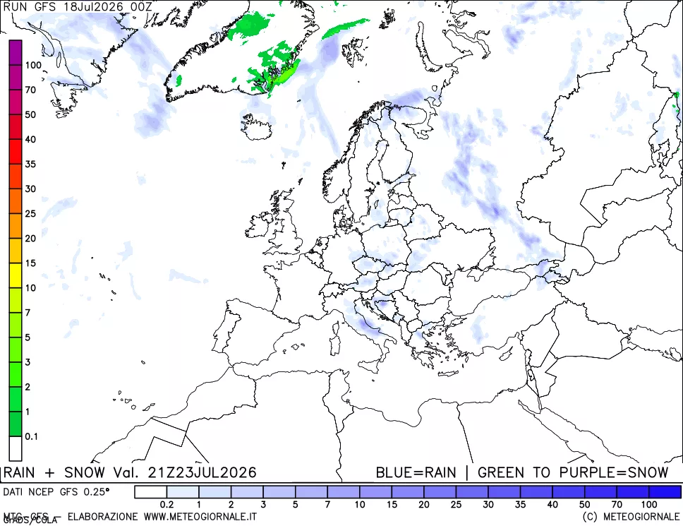 mappa Precipitazioni totali e nevose
