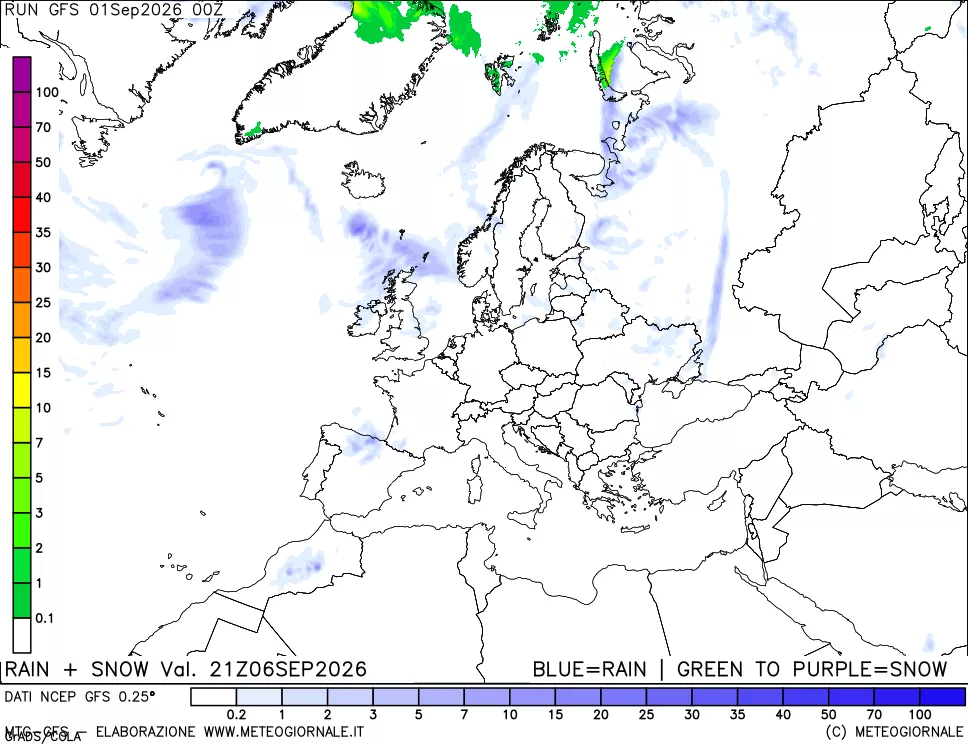 mappa Precipitazioni totali e nevose
