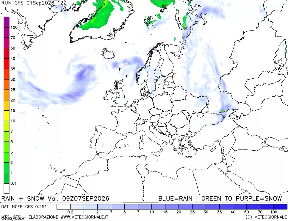 mappa Precipitazioni totali e nevose