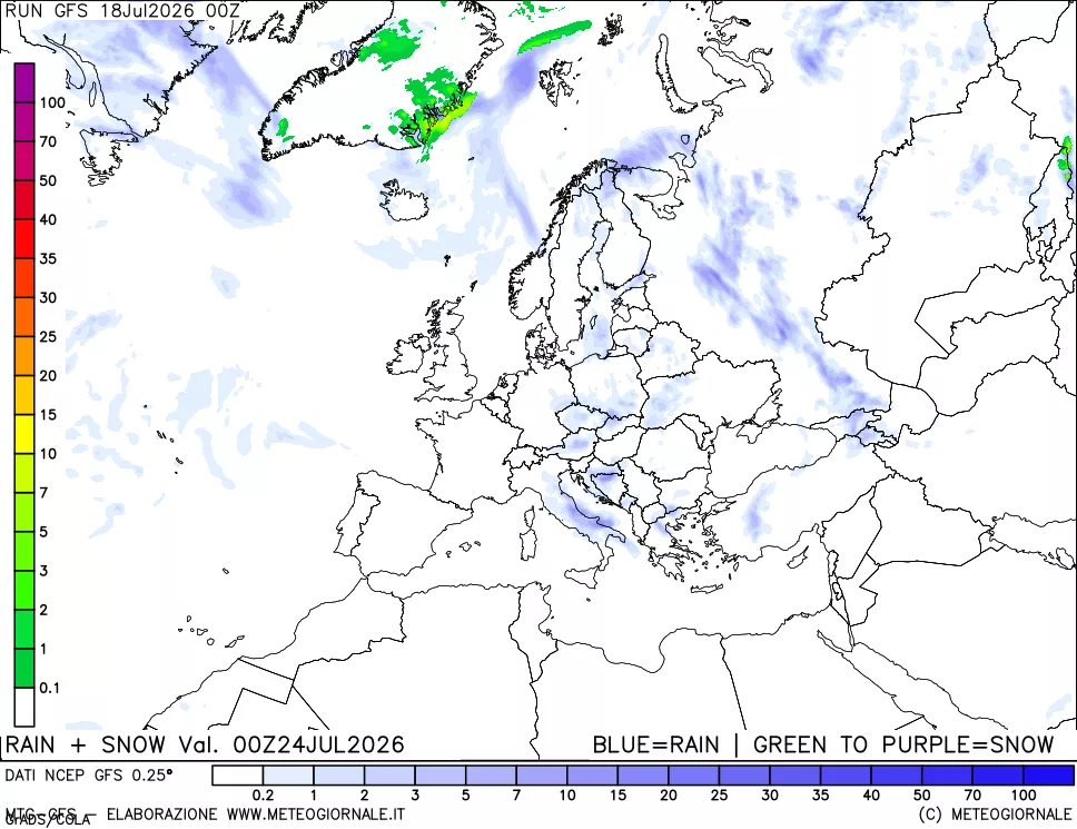 mappa Precipitazioni totali e nevose