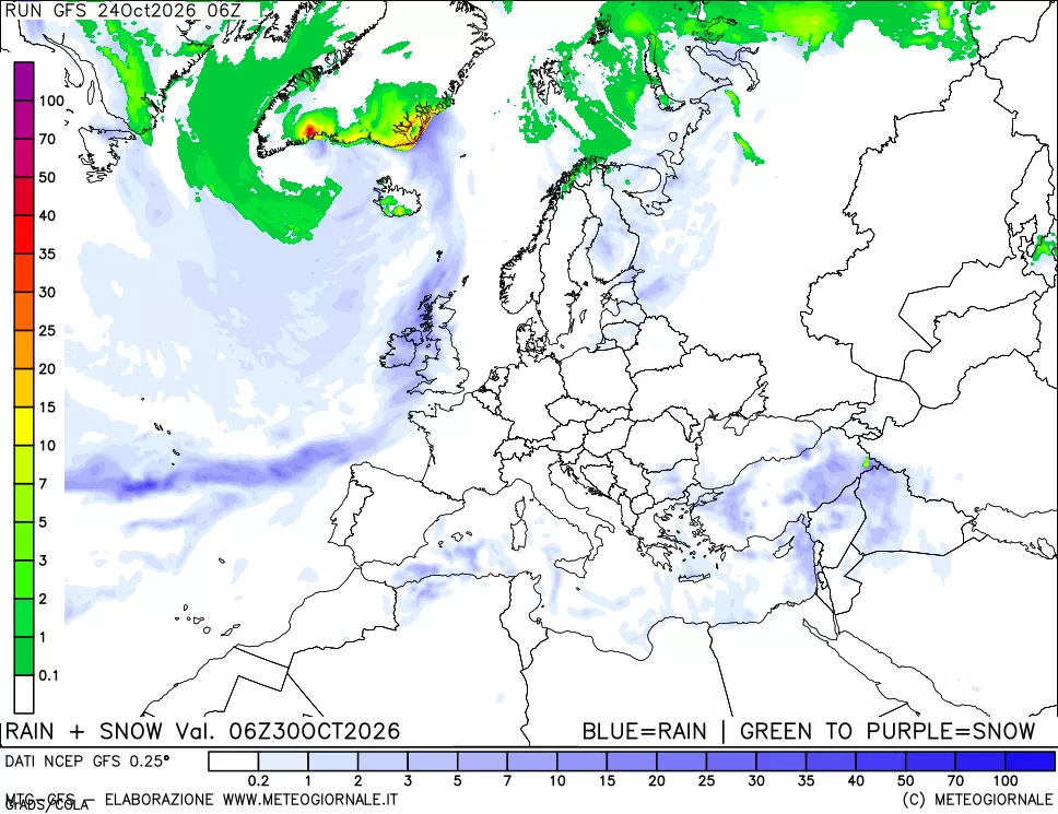 mappa Precipitazioni totali e nevose