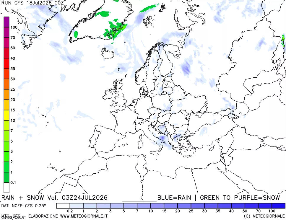 mappa Precipitazioni totali e nevose