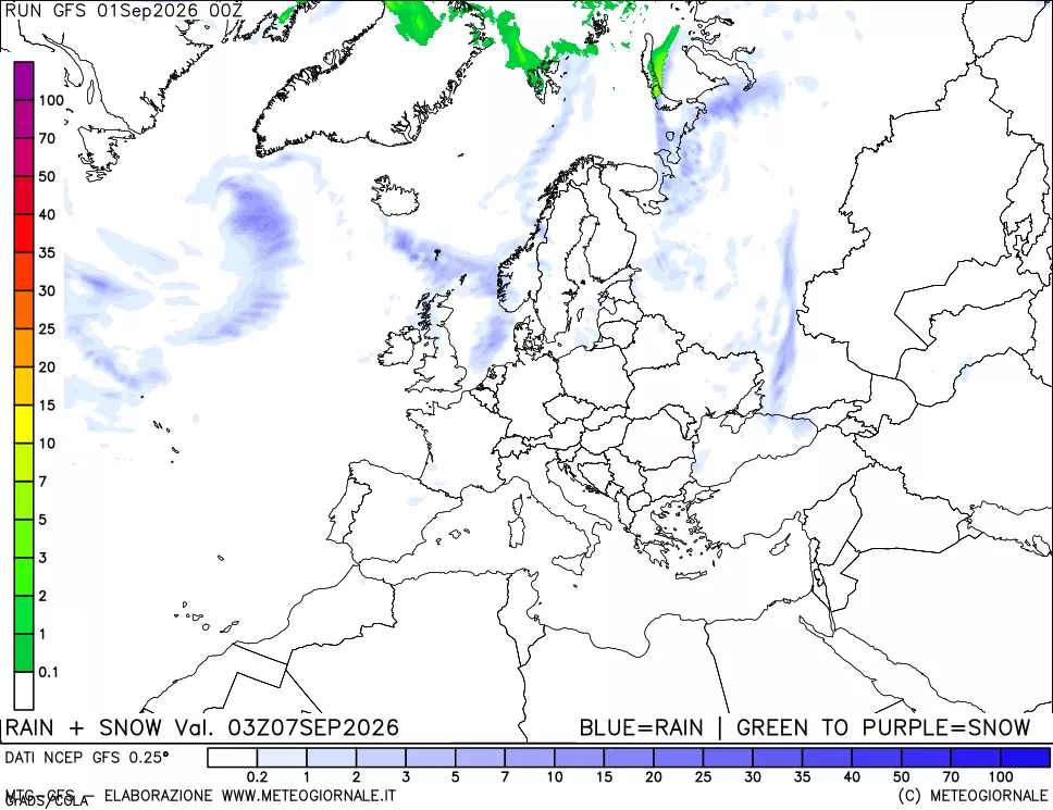 mappa Precipitazioni totali e nevose