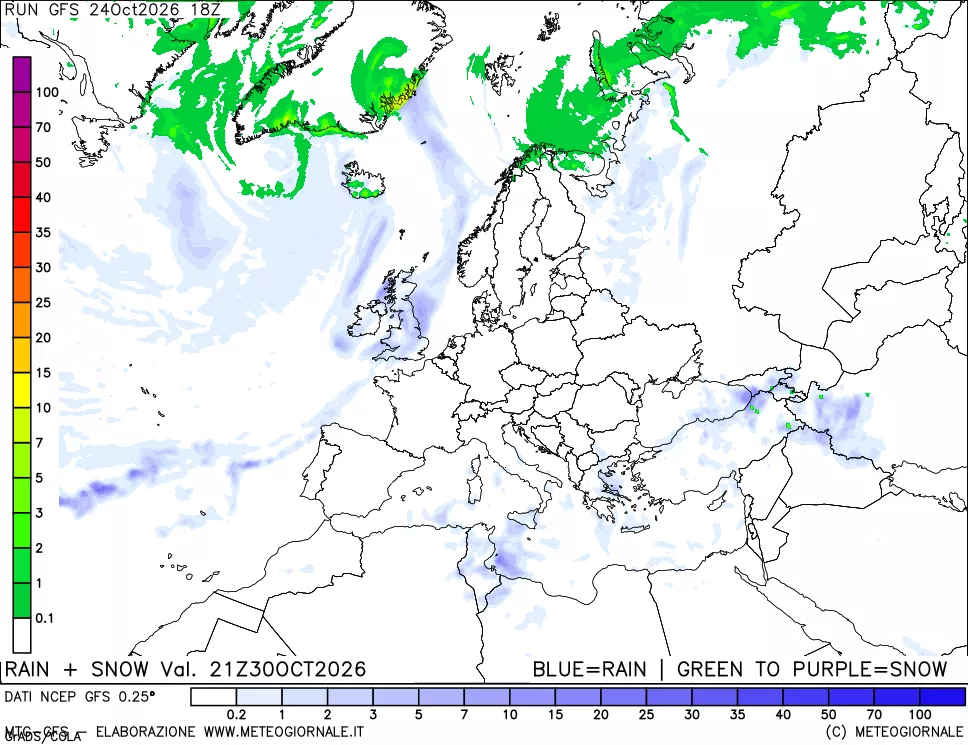 mappa Precipitazioni totali e nevose