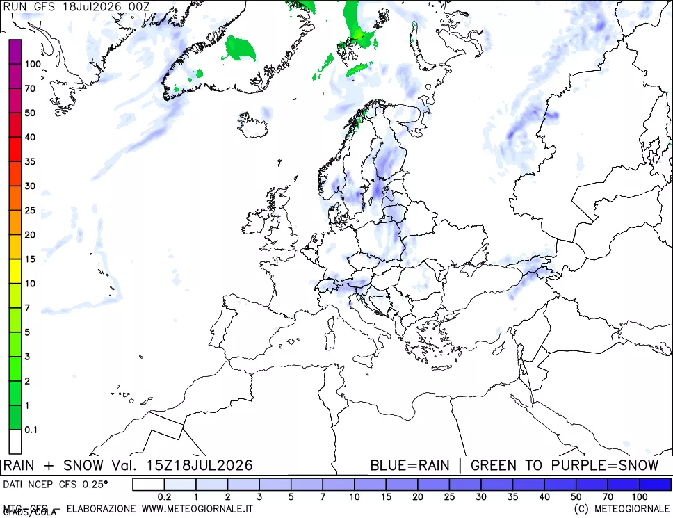 mappa Precipitazioni totali e nevose