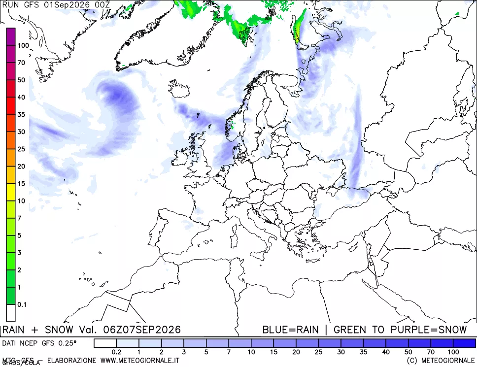mappa Precipitazioni totali e nevose