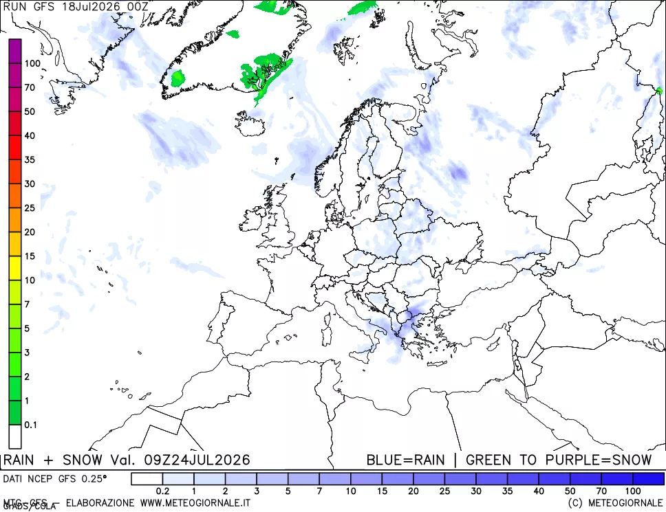 mappa Precipitazioni totali e nevose