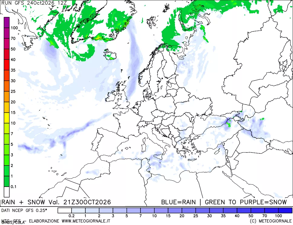 mappa Precipitazioni totali e nevose
