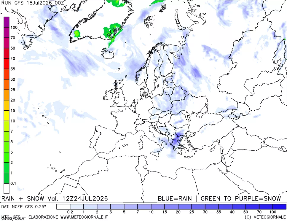 mappa Precipitazioni totali e nevose