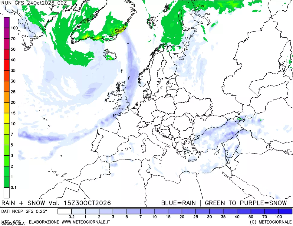 mappa Precipitazioni totali e nevose