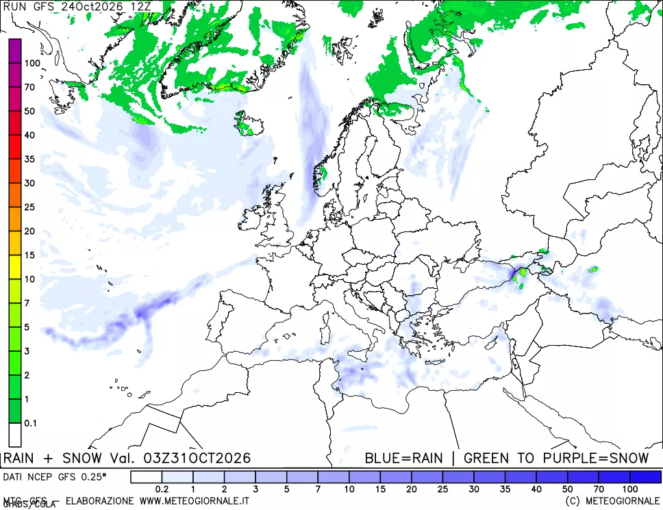 mappa Precipitazioni totali e nevose