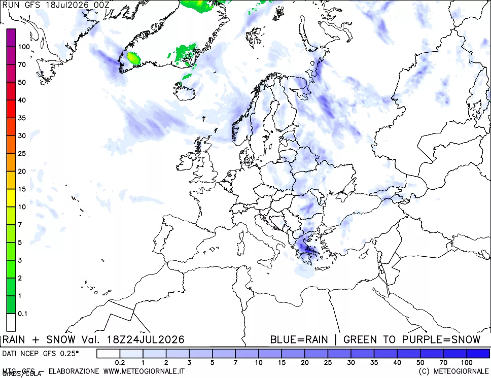 mappa Precipitazioni totali e nevose