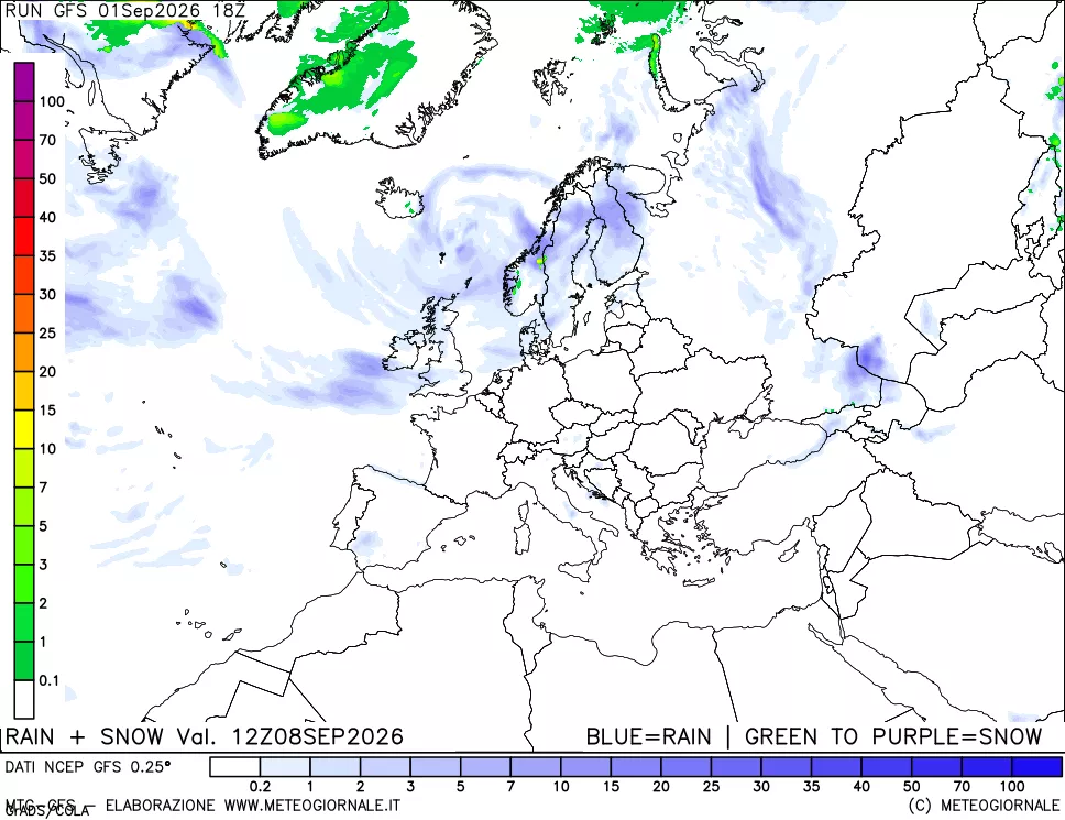 mappa Precipitazioni totali e nevose