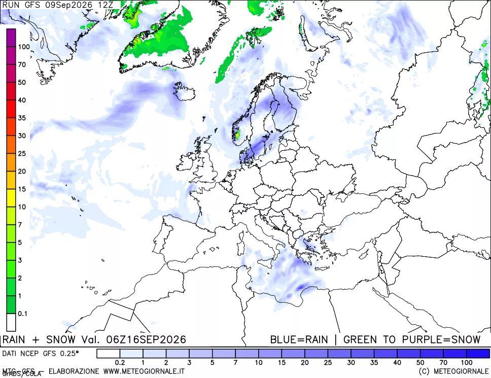 mappa Precipitazioni totali e nevose