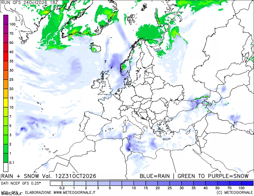 mappa Precipitazioni totali e nevose