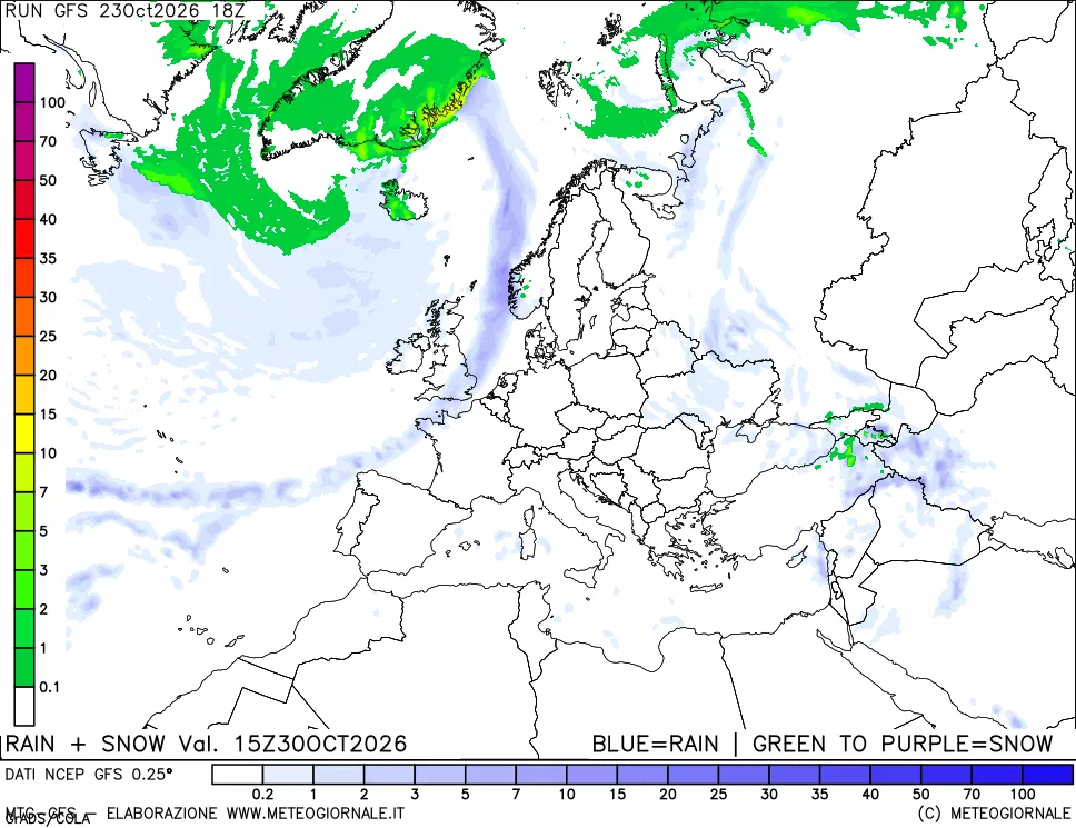 mappa Precipitazioni totali e nevose