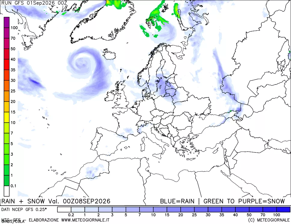 mappa Precipitazioni totali e nevose