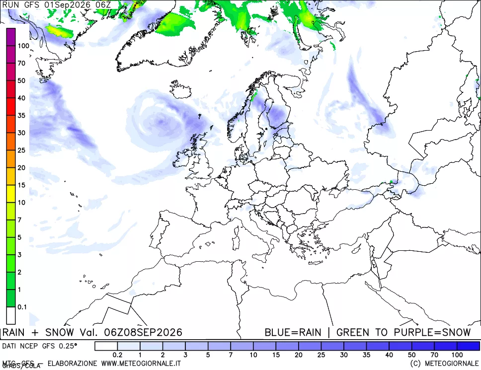 mappa Precipitazioni totali e nevose