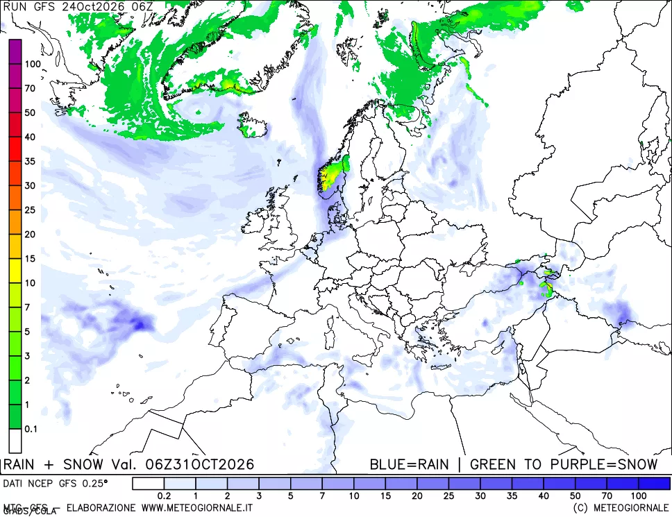 mappa Precipitazioni totali e nevose
