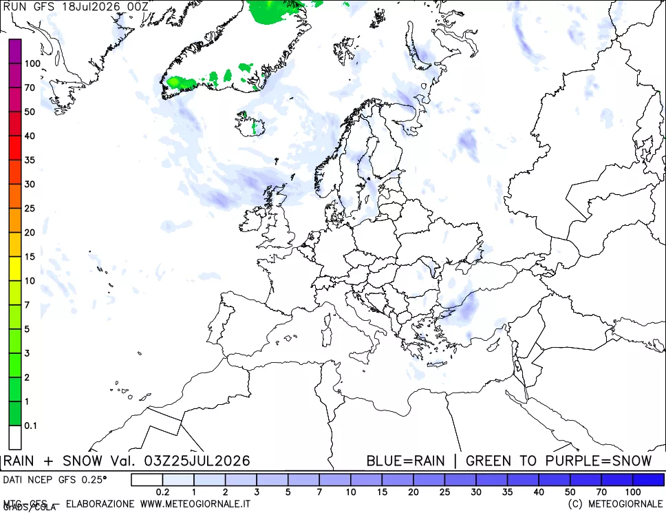 mappa Precipitazioni totali e nevose
