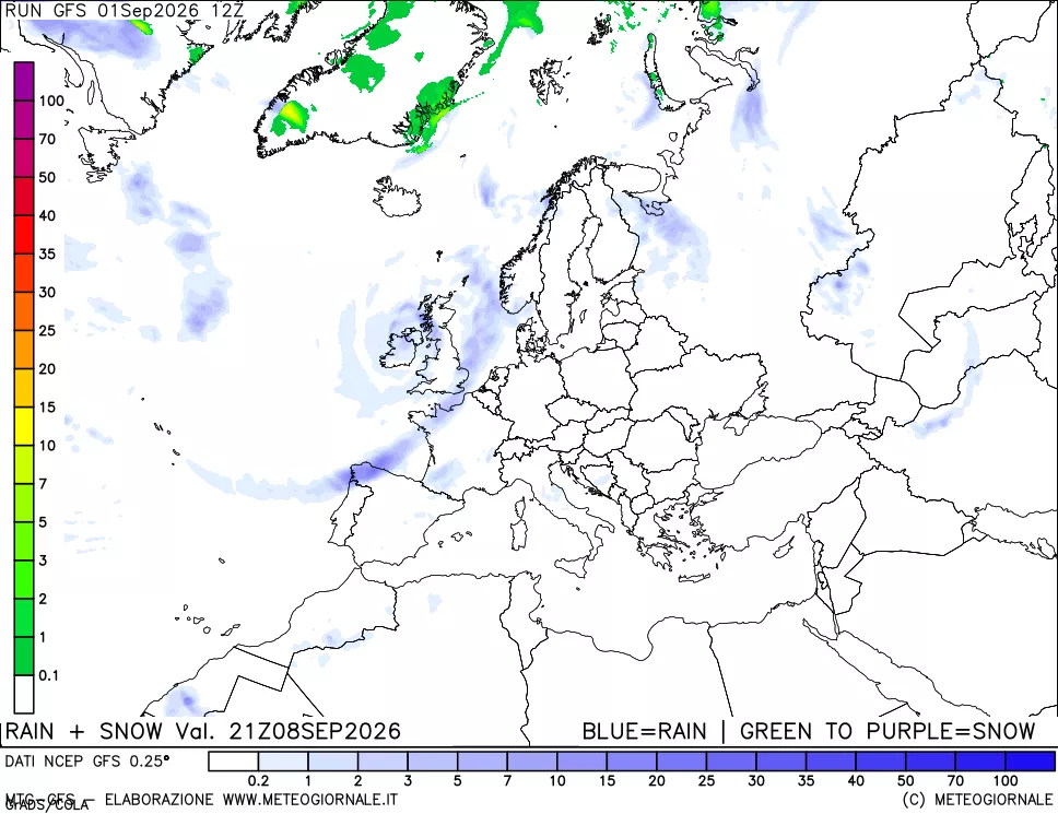 mappa Precipitazioni totali e nevose