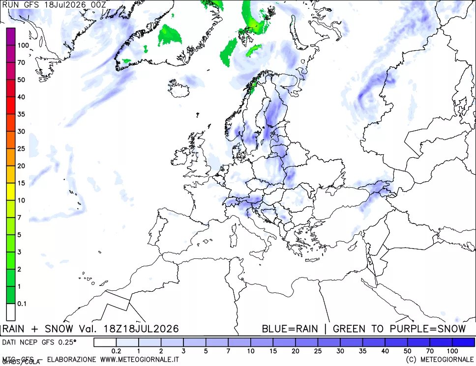 mappa Precipitazioni totali e nevose
