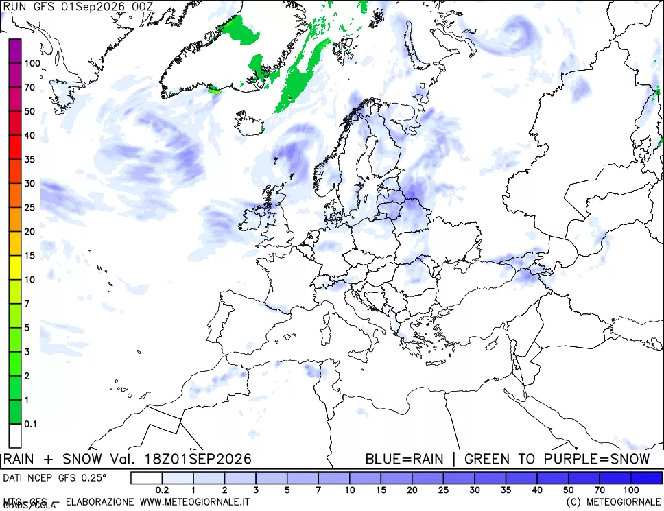 mappa Precipitazioni totali e nevose