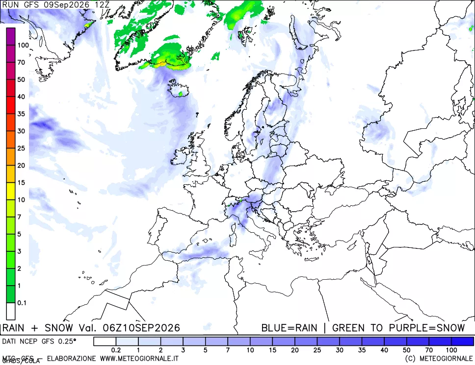 mappa Precipitazioni totali e nevose
