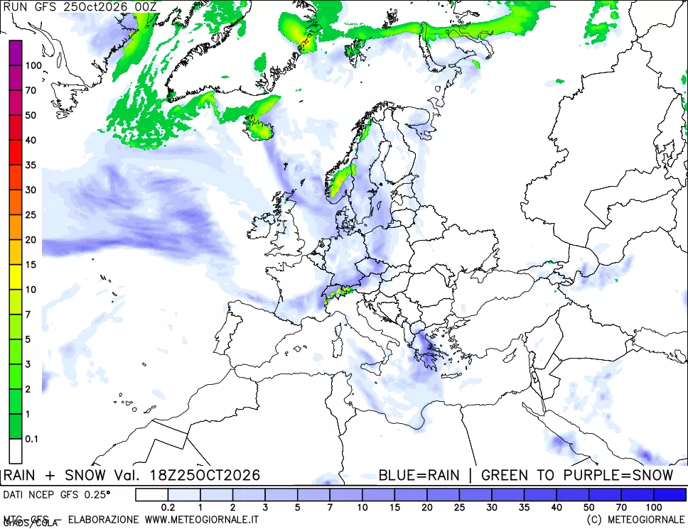 mappa Precipitazioni totali e nevose