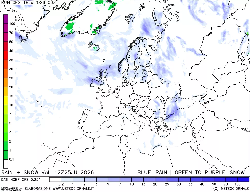 mappa Precipitazioni totali e nevose