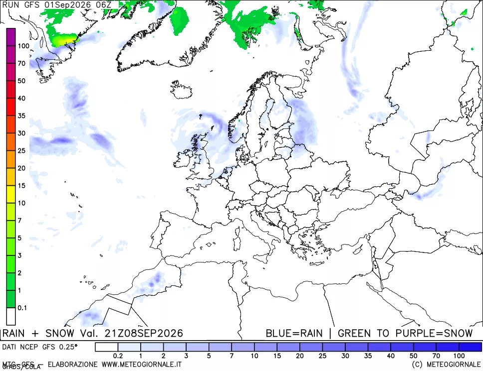 mappa Precipitazioni totali e nevose