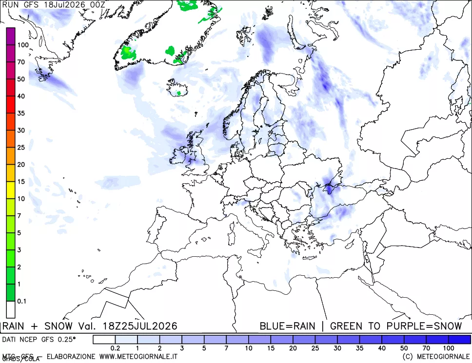 mappa Precipitazioni totali e nevose